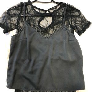 Lace/satin blouse